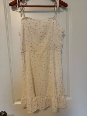 White and Pink Floral Tie-Strap Sundress